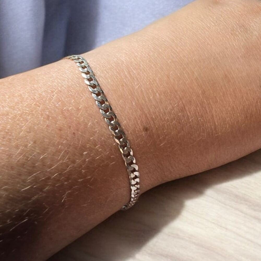 Sterling Silver Cable Italy 925 Chain Link Bracelet 7.75” Modern Chic